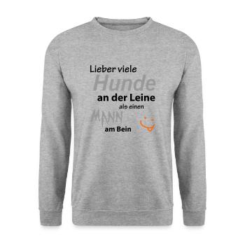 Lieber viele Hunde an der Leine - Unisex Pullover - Weißgrau meliert - Vorne - Alina (178cm) & Michal (187cm)