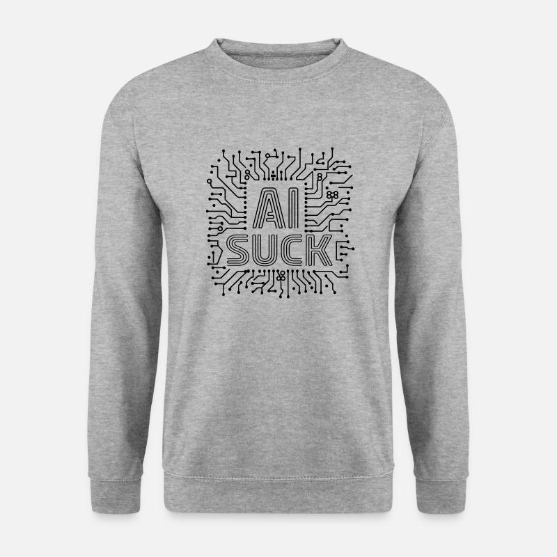 AI Suck Zitat Spaß KI - Unisex Pullover - Weißgrau meliert