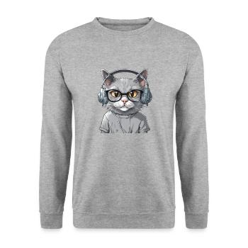 Chat gris developpeur web - Sweat-shirt Unisexe - gris chiné - Devant - Alina (178cm) & Michal (187cm)