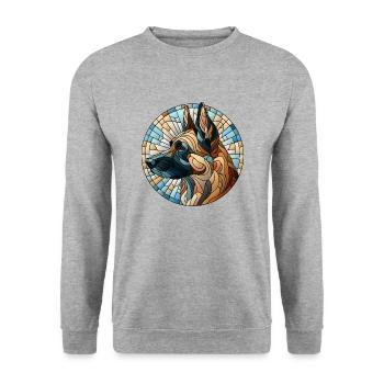 Malinois Belge - Art de la mosaïque - Sweat-shirt Unisexe - gris chiné - Devant - Alina (178cm) & Michal (187cm)