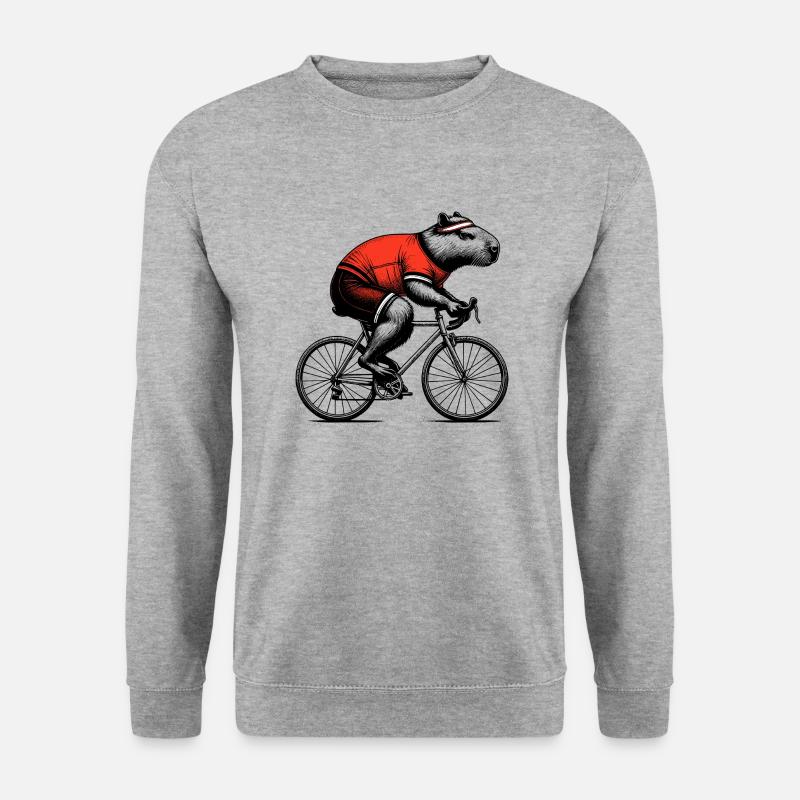 Radfahrendes Wasserschwein - Unisex Pullover - Weißgrau meliert