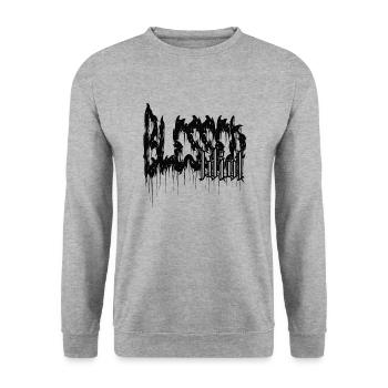 BlessIdiot - Unisex Pullover - Weißgrau meliert - Vorne - Alina (178cm) & Michal (187cm)