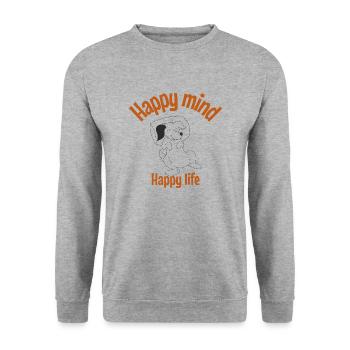 Un heureux, une vie heureuse - Sweat-shirt Unisexe - gris chiné - Devant - Alina (178cm) & Michal (187cm)