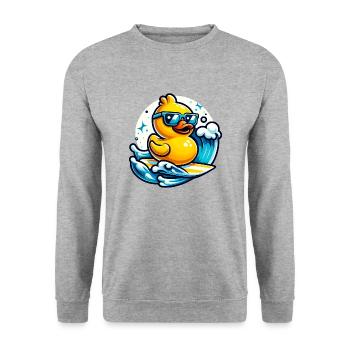 Surf's Up Ducky - Unisex Sweatshirt - salt & pepper - Front - Alina (178cm) & Michal (187cm)