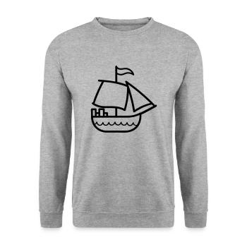Piratenschiff - Unisex Pullover - Weißgrau meliert - Vorne - Alina (178cm) & Michal (187cm)