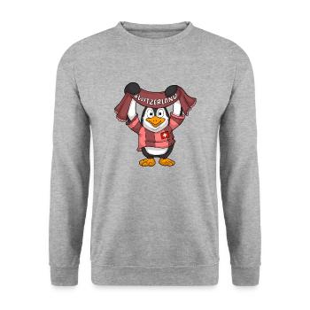 Schweizer Fans / Schweiz Pinguin - Unisex Pullover - Weißgrau meliert - Vorne - Alina (178cm) & Michal (187cm)