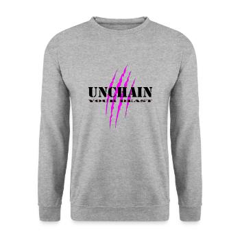 Déchaînez votre bête rose - Sweat-shirt Unisexe - gris chiné - Devant - Alina (178cm) & Michal (187cm)