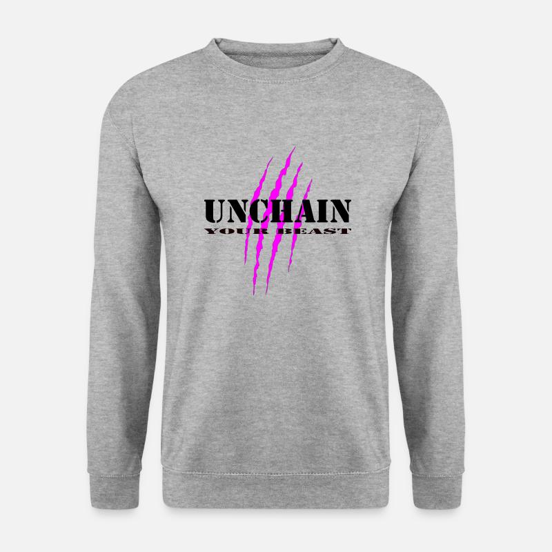 Unchain your beast pink - Unisex Pullover - Weißgrau meliert