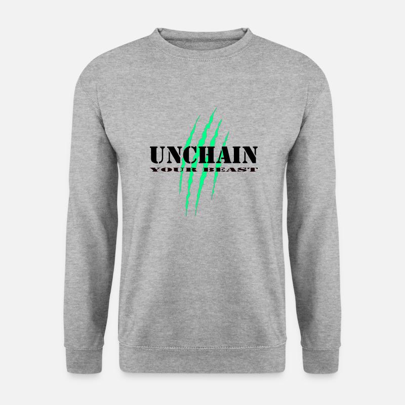 Unchain your beast gr - Unisex Pullover - Weißgrau meliert