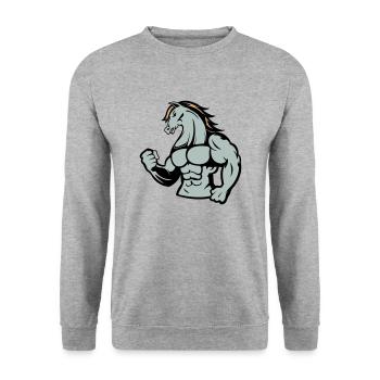 Cheval Fort - Sweat-shirt Unisexe - gris chiné - Devant - Alina (178cm) & Michal (187cm)