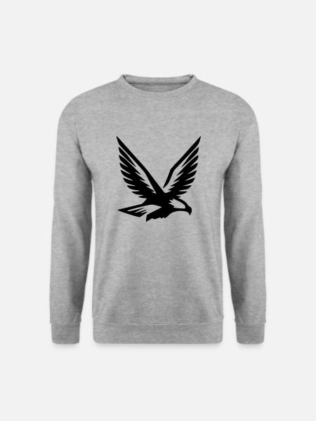 Adler Falke Fliegend Symbol Wappen Vektor - Unisex Pullover - Weißgrau meliert