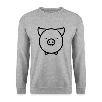 pig - Unisex Sweatshirt - salt & pepper - Front - Alina (178cm) & Michal (187cm)