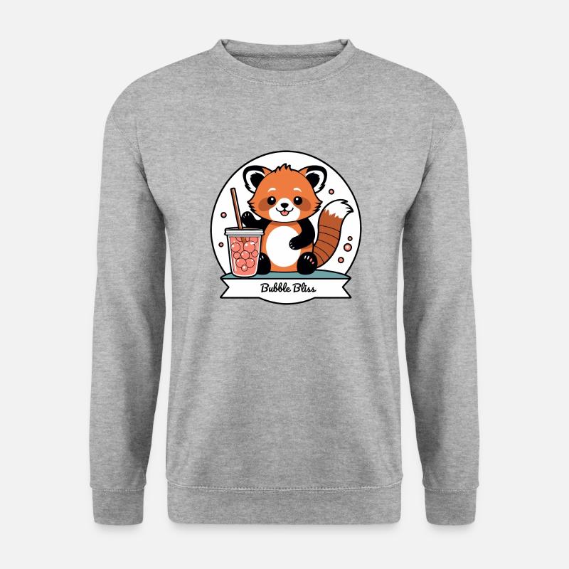 Red Panda Bubble Tea - Unisex Pullover - Weißgrau meliert