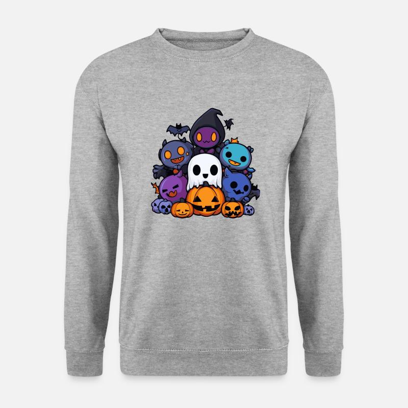 Halloween Party Figuren Comic - Unisex Pullover - Weißgrau meliert