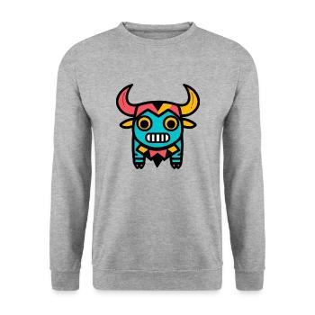 Stier Halloween Comic Zombie - Unisex Pullover - Weißgrau meliert - Vorne - Alina (178cm) & Michal (187cm)
