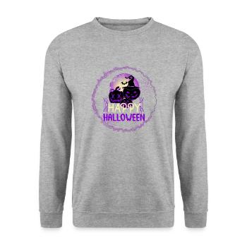 Frohes Halloween-Geschenk - Unisex Pullover - Weißgrau meliert - Vorne - Alina (178cm) & Michal (187cm)