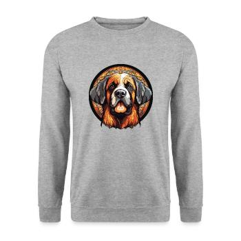 Hund Dog Bernandiner - Unisex Pullover - Weißgrau meliert - Vorne - Alina (178cm) & Michal (187cm)