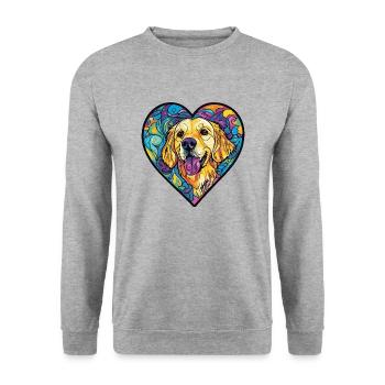 Golden Retriever Dog Heart Love - Unisex Sweatshirt - salt & pepper - Front - Alina (178cm) & Michal (187cm)