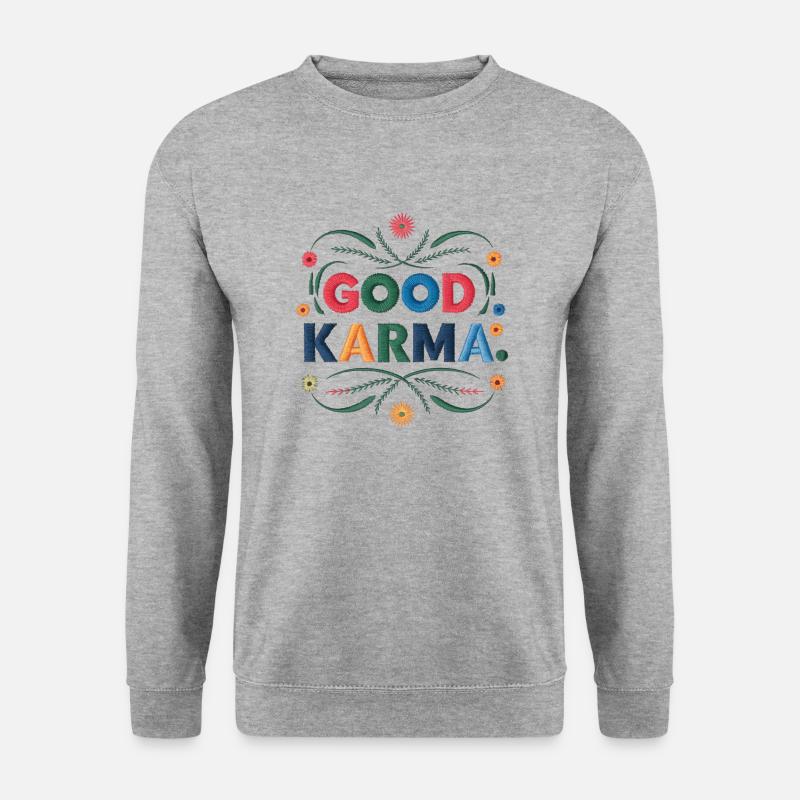 Gutes Karma - Unisex Pullover - Weißgrau meliert