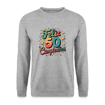 ¡Feliz 50 Cumpleaños! - Unisex Sweatshirt - salt & pepper - Front - Alina (178cm) & Michal (187cm)