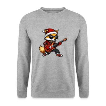 Fuchs Weihnachten Gitarre - Unisex Pullover - Weißgrau meliert - Vorne - Alina (178cm) & Michal (187cm)