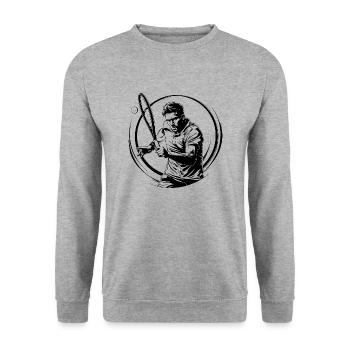 Tennis Spieler Silhouette - Unisex Pullover - Weißgrau meliert - Vorne - Alina (178cm) & Michal (187cm)