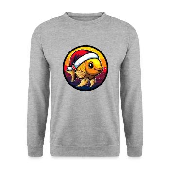 Poisson rouge animal de Noël - Sweat-shirt Unisexe - gris chiné - Devant - Alina (178cm) & Michal (187cm)