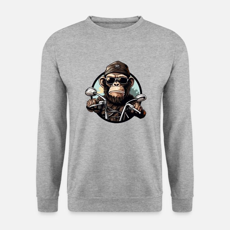 Monkey Motorcyclist / Motorcycle Monkey - Unisex Sweatshirt - salt & pepper