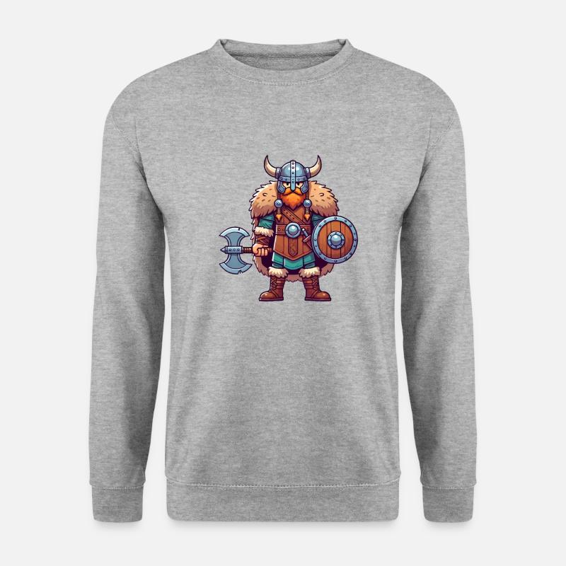 Wikinger Comic - Unisex Pullover - Weißgrau meliert