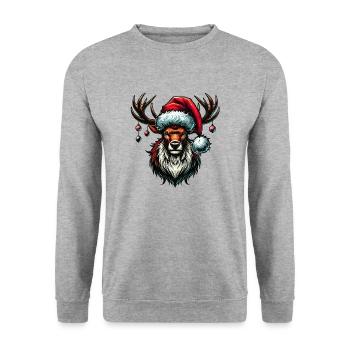 reh christmas reindeer - Unisex Pullover - Weißgrau meliert - Vorne - Alina (178cm) & Michal (187cm)