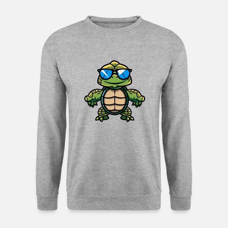 Schildkröte Comic Cool - Unisex Pullover - Weißgrau meliert