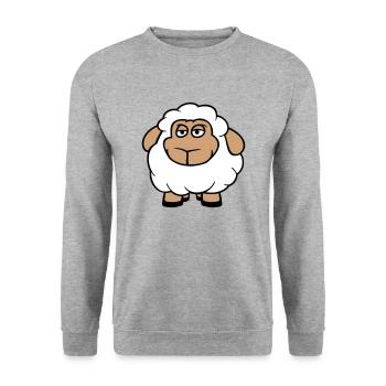 Sheep Baby Stands Bored Tired Cartoon Comic - Unisex Sweatshirt - salt & pepper - Front - Alina (178cm) & Michal (187cm)