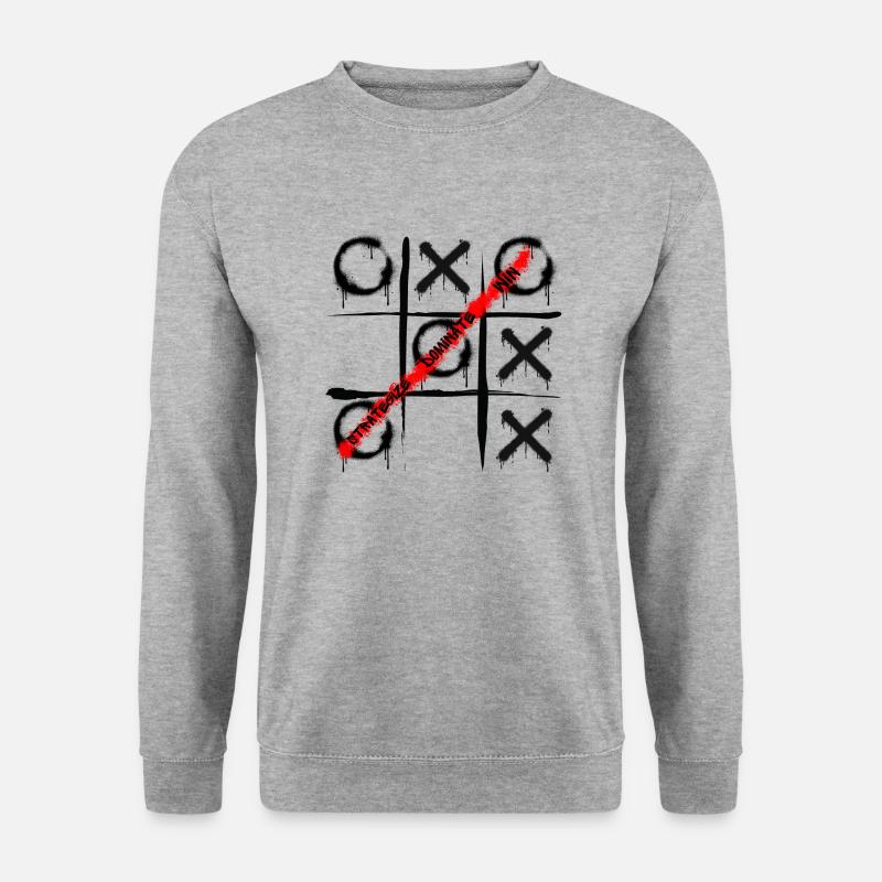 Tic Tac Toe - Graffiti-Stil - Unisex Pullover - Weißgrau meliert