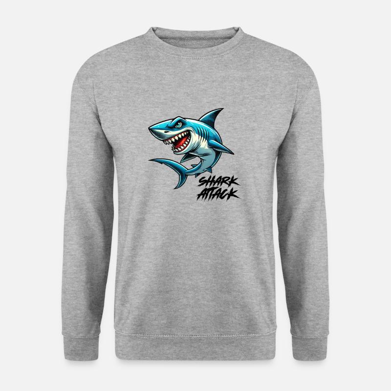 shark attack - Unisex Pullover - Weißgrau meliert