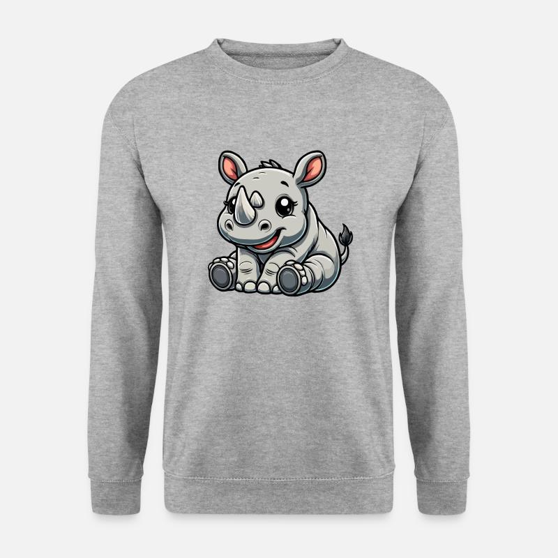 Nashorn-Baby - Unisex Pullover - Weißgrau meliert