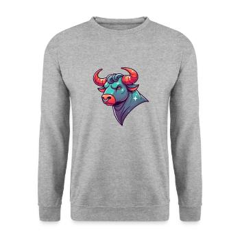 stier cartoon - Unisex Pullover - Weißgrau meliert - Vorne - Alina (178cm) & Michal (187cm)