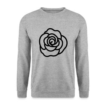 Rosa Blume - Unisex Pullover - Weißgrau meliert - Vorne - Alina (178cm) & Michal (187cm)