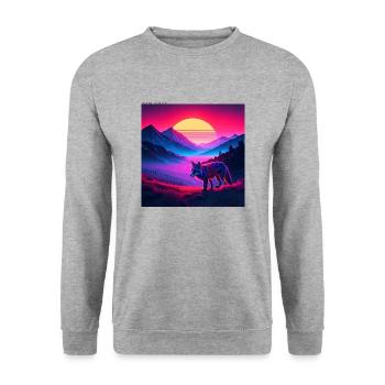 Neon Fox Sunset - Unisex Pullover - Weißgrau meliert - Vorne - Alina (178cm) & Michal (187cm)
