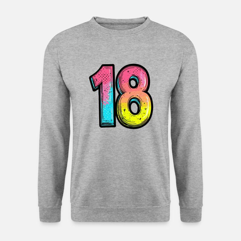 18 Zahl symbol - Unisex Pullover - Weißgrau meliert