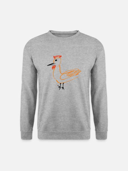 Dünnes Huhn - Unisex Pullover - Weißgrau meliert