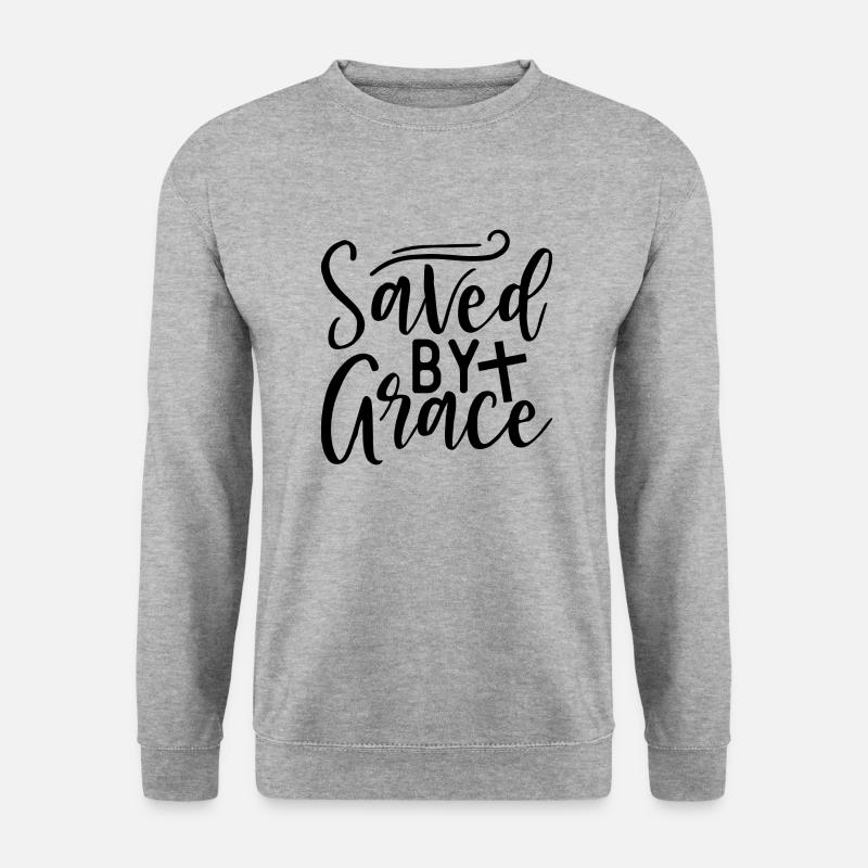Saved by grace - Unisex Pullover - Weißgrau meliert