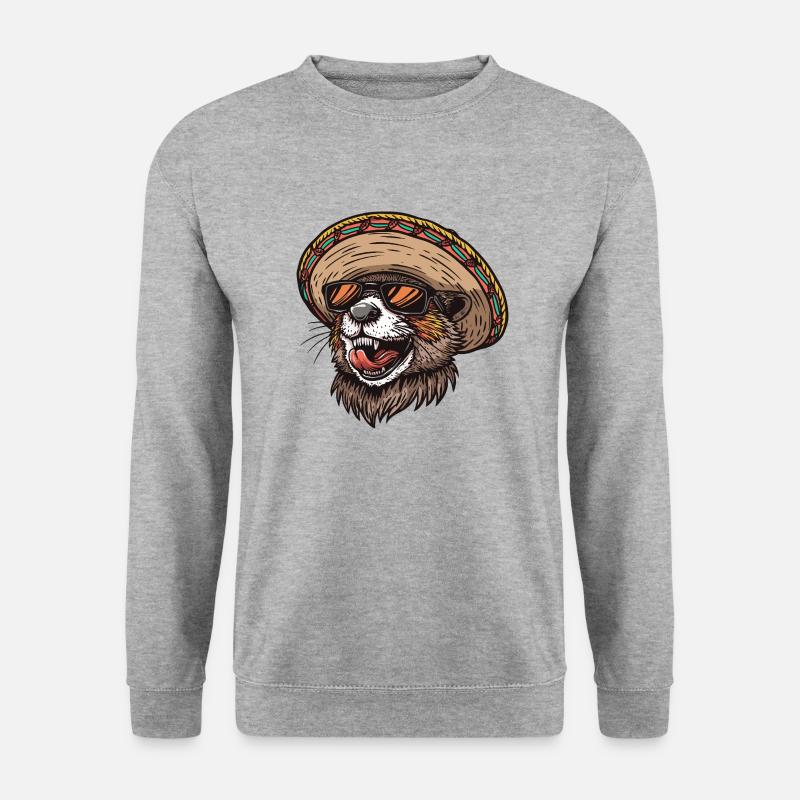 Beaver Comic Funny Sombrero - Unisex Sweatshirt - salt & pepper