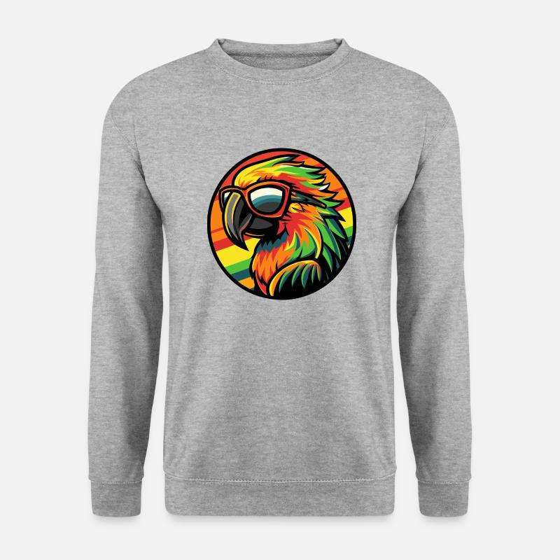 Papagei Comic Cool Sommer - Unisex Pullover - Weißgrau meliert