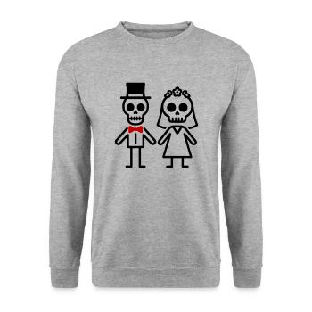 Couple Wedding Skeleton - Unisex Sweatshirt - salt & pepper - Front - Alina (178cm) & Michal (187cm)