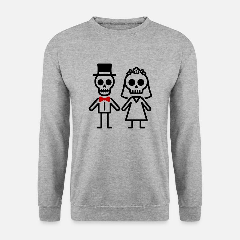 Ehepaar Hochzeit Skelett - Unisex Pullover - Weißgrau meliert