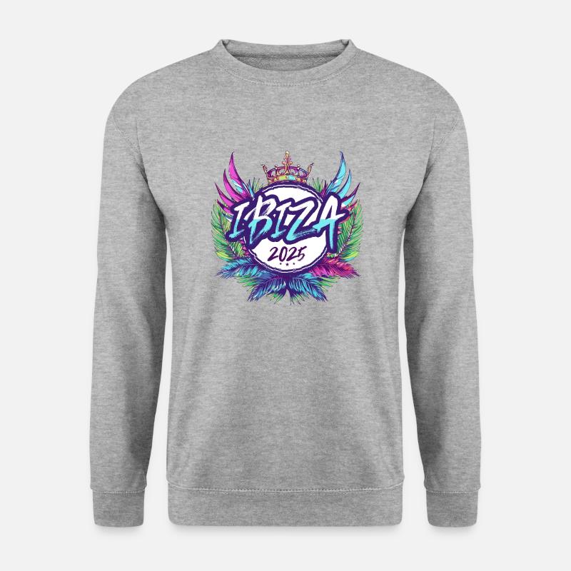 Ibiza 2025 Bunt - Unisex Pullover - Weißgrau meliert