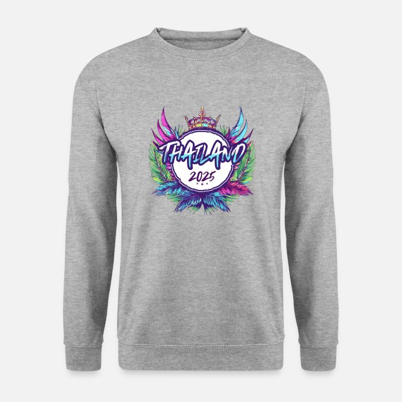 Thailand 2025 Bunt - Unisex Pullover - Weißgrau meliert