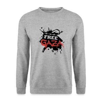 Free Gaza - Unisex Pullover - Weißgrau meliert - Vorne - Alina (178cm) & Michal (187cm)