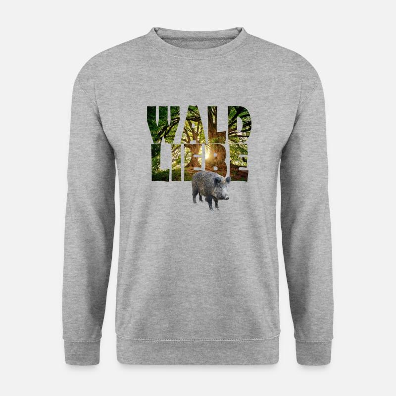 waldliebe mit wildschwein - Unisex Pullover - Weißgrau meliert