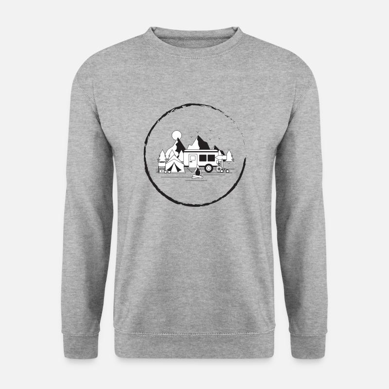 Camping - Unisex Pullover - Weißgrau meliert